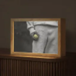 Tennisbal - Zwart - Wit Light Box met kabel (Tafellamp) klein -z3d_website