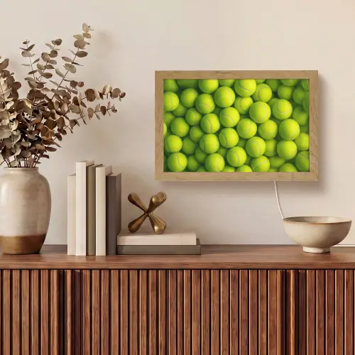 Tennisballen - Bal - Geel Light Box met kabel (Tafellamp) klein -sfeer2