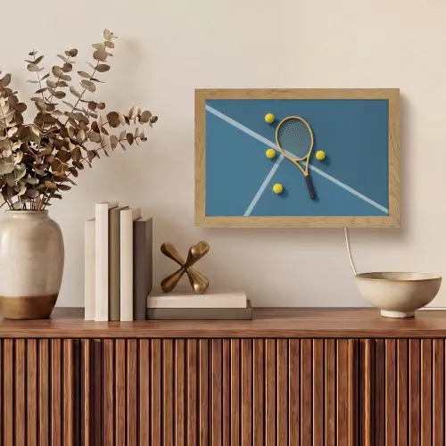 Tennisracket - Bal - Blauw - Veld Light Box met kabel (Tafellamp) klein -sfeer2