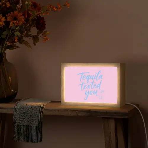 Tequila texted you - Roze - Blauw Light Box met kabel (Tafellamp) klein -sfeer4