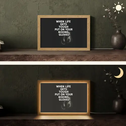 Tekst - Bokshandschoenen - Wit Light Box met kabel (Tafellamp) klein -sfeer3