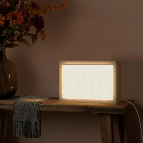 Textuur - Abstract - Beige Light Box met kabel (Tafellamp) klein 924 -sfeer4