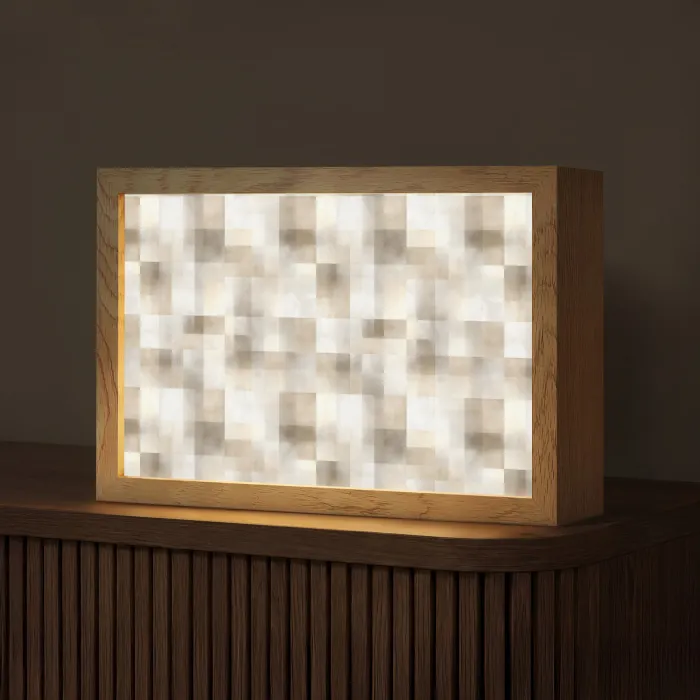 Textuur - Linnen - Beige Light Box met kabel (Tafellamp) klein 924 -z3d_website