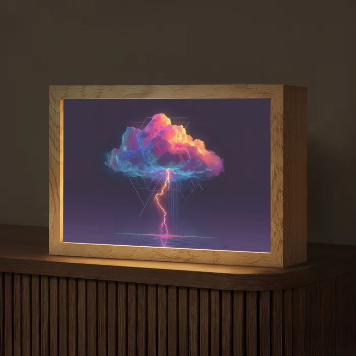 Donderwolk - Bliksemschicht - Licht - Blauw Light Box met kabel (Tafellamp) klein -z3d_website