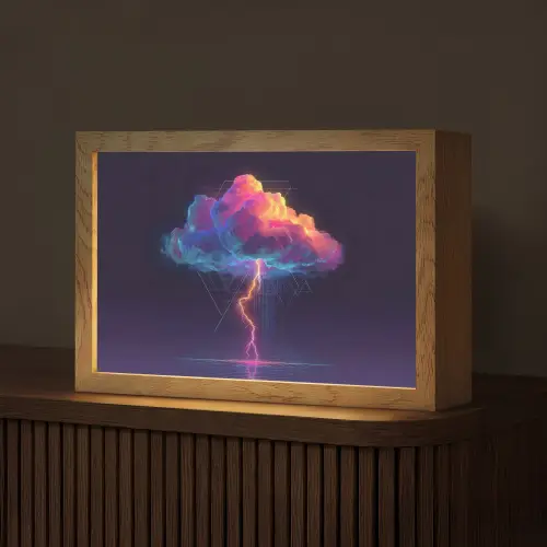 Donderwolk - Bliksemschicht - Licht - Blauw Light Box met kabel (Tafellamp) klein -z3d_website