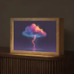 Donderwolk - Bliksemschicht - Licht - Blauw Light Box met kabel (Tafellamp) klein -z3d_website