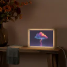 Donderwolk - Bliksemschicht - Licht - Blauw Light Box met kabel (Tafellamp) klein -sfeer4