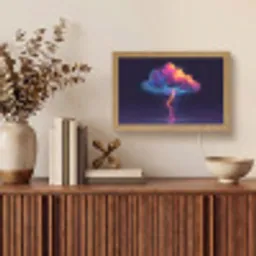 Donderwolk - Bliksemschicht - Licht - Blauw Light Box met kabel (Tafellamp) klein -sfeer2