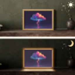 Donderwolk - Bliksemschicht - Licht - Blauw Light Box met kabel (Tafellamp) klein -sfeer3