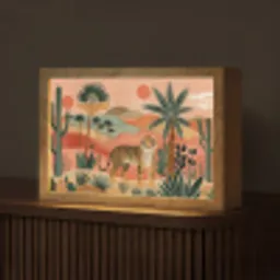 Tijger - Palmen - Cactus - Oranje Light Box met kabel (Tafellamp) klein -z3d_website