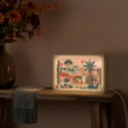 Tijger - Palmen - Cactus - Oranje Light Box met kabel (Tafellamp) klein -sfeer4