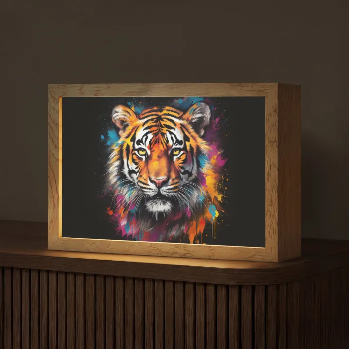 Tijger - Graffiti - Dieren - Zwart Light Box met kabel (Tafellamp) klein -z3d_website