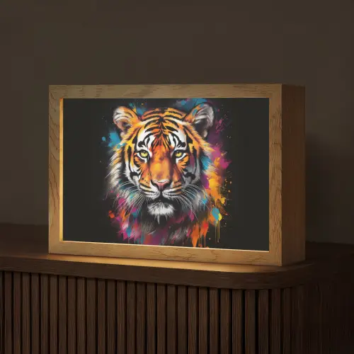 Tijger - Graffiti - Dieren - Zwart Light Box met kabel (Tafellamp) klein -z3d_website