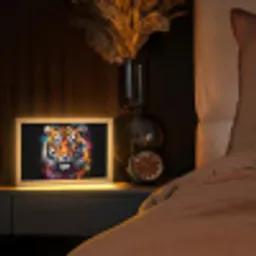 Tijger - Graffiti - Dieren - Zwart Light Box met kabel (Tafellamp) klein -sfeer1