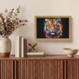 Tijger - Graffiti - Dieren - Zwart Light Box met kabel (Tafellamp) klein -sfeer2