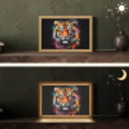 Tijger - Graffiti - Dieren - Zwart Light Box met kabel (Tafellamp) klein -sfeer3