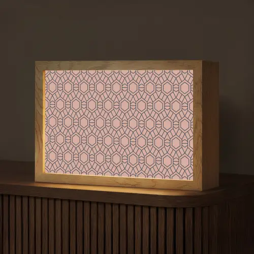 Strak - Patroon - Roze - Donkerblauw Light Box met kabel (Tafellamp) klein 924 -z3d_website