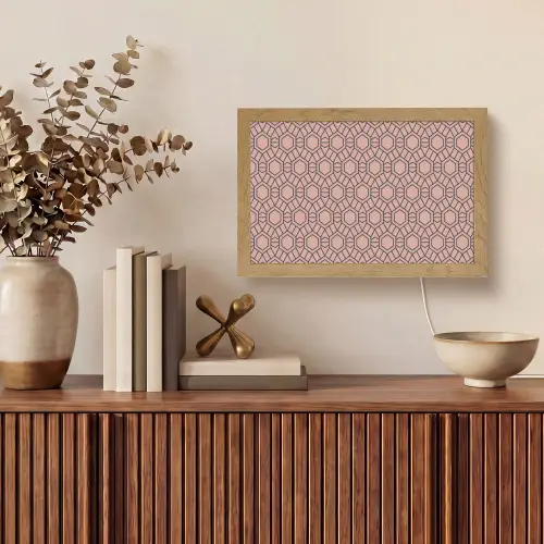 Strak - Patroon - Roze - Donkerblauw Light Box met kabel (Tafellamp) klein 924 -sfeer2