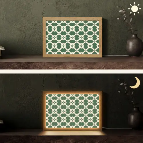 Tegel - Klassiek - Groen Light Box met kabel (Tafellamp) klein 924 -sfeer3