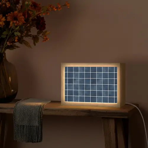 Tegel - Modern - Blauw Light Box met kabel (Tafellamp) klein 924 -sfeer4