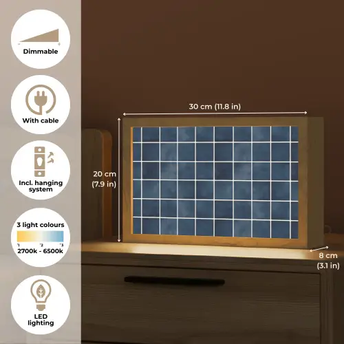 Tegel - Modern - Blauw Light Box met kabel (Tafellamp) klein 924 -USP_EN