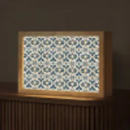 Tegel - Patroon - Blauw - Beige Light Box met kabel (Tafellamp) klein 924 -z3d_website