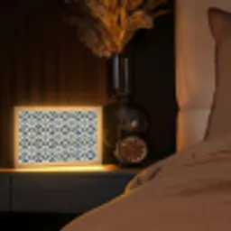 Tegel - Patroon - Blauw - Beige Light Box met kabel (Tafellamp) klein 924 -sfeer1