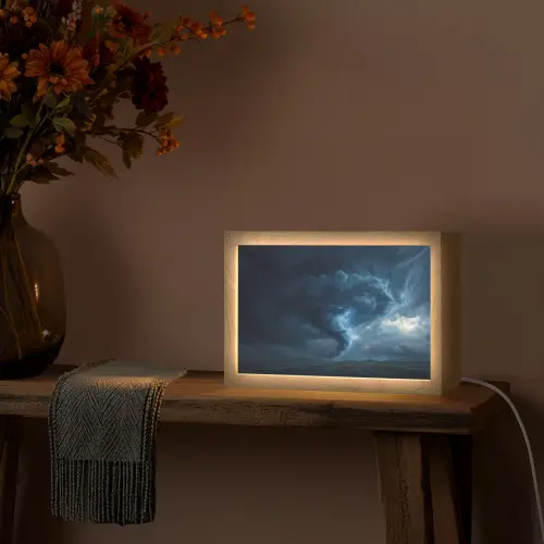 Tornado - Duister - Wolken Light Box met kabel (Tafellamp) klein -sfeer4