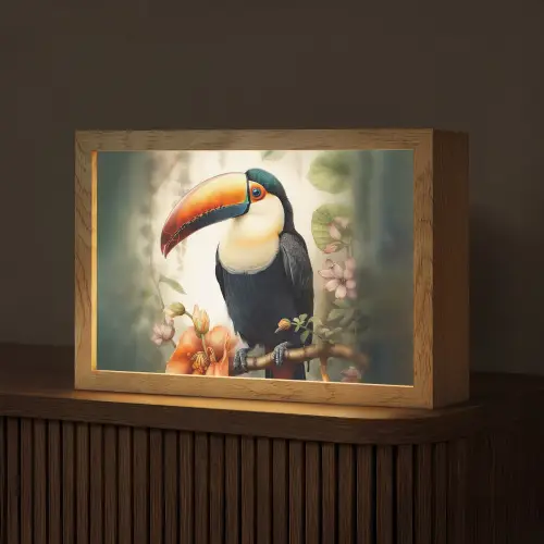 Toekan - Vogel - Bloemen - Planten Light Box met kabel (Tafellamp) klein -z3d_website
