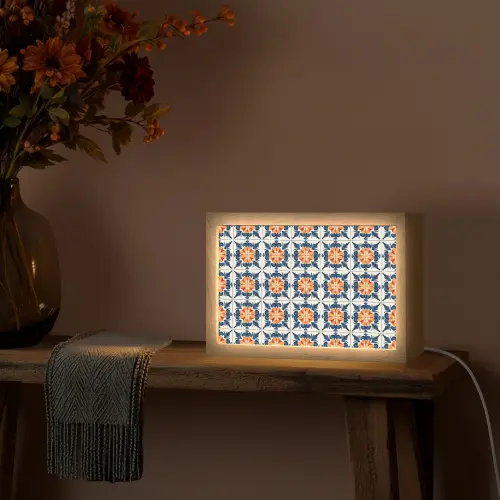 Traditioneel - Tegel - Oranje Light Box met kabel (Tafellamp) klein 924 -sfeer4