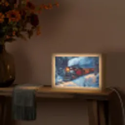 Trein - Kerst - Sneeuw - Kersttrein Light Box met kabel (Tafellamp) klein -sfeer4
