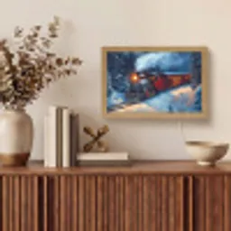 Trein - Kerst - Sneeuw - Kersttrein Light Box met kabel (Tafellamp) klein -sfeer2