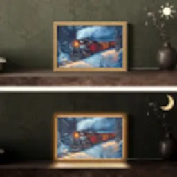 Trein - Kerst - Sneeuw - Kersttrein Light Box met kabel (Tafellamp) klein -sfeer3