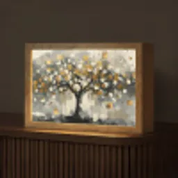 Boom - Abstract - Beige - Goud - Zwart Light Box met kabel (Tafellamp) klein -z3d_website