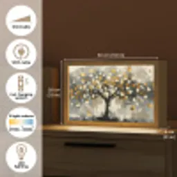 Boom - Abstract - Beige - Goud - Zwart Light Box met kabel (Tafellamp) klein -USP_EN