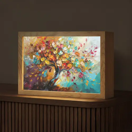 Boom - Abstract - Kleurrijk - Bloemen Light Box met kabel (Tafellamp) klein -z3d_website