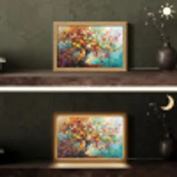 Boom - Abstract - Kleurrijk - Bloemen Light Box met kabel (Tafellamp) klein -sfeer3