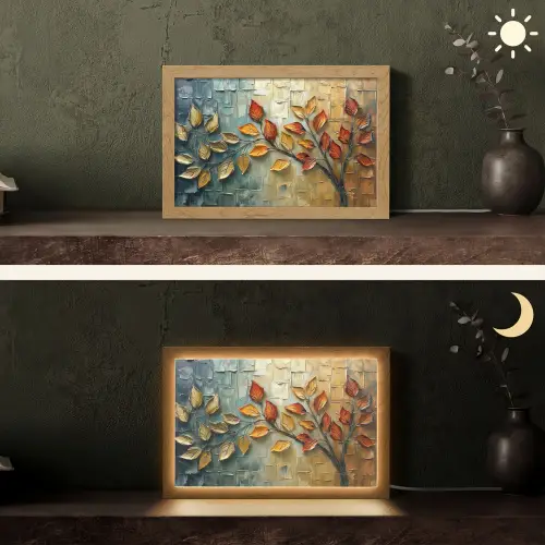 Boom - Abstract - Natuur - Kunst Light Box met kabel (Tafellamp) klein -sfeer3