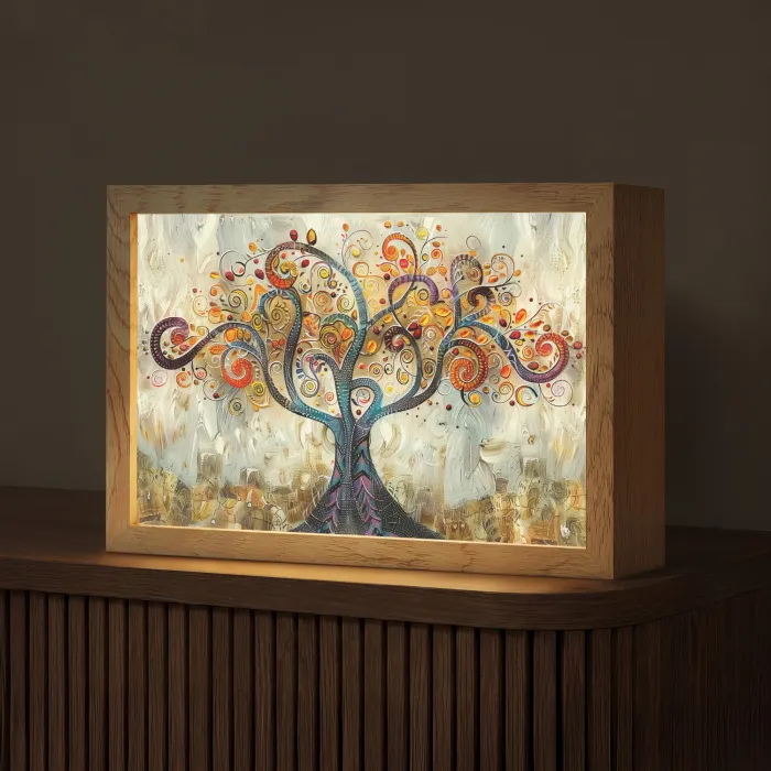 Boom - Kunst - Modern - Natuur Light Box met kabel (Tafellamp) klein -z3d_website