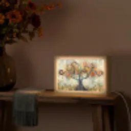 Boom - Kunst - Modern - Natuur Light Box met kabel (Tafellamp) klein -sfeer4