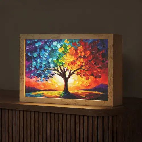 Boom - Kunst - Natuur - Zonsondergang Light Box met kabel (Tafellamp) klein -z3d_website