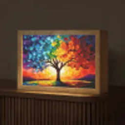 Boom - Kunst - Natuur - Zonsondergang Light Box met kabel (Tafellamp) klein -z3d_website