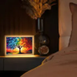 Boom - Kunst - Natuur - Zonsondergang Light Box met kabel (Tafellamp) klein -sfeer1
