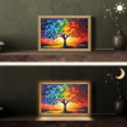 Boom - Kunst - Natuur - Zonsondergang Light Box met kabel (Tafellamp) klein -sfeer3
