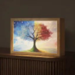 Boom - Kunst - Seizoenen - Herfst Light Box met kabel (Tafellamp) klein -z3d_website