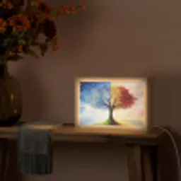 Boom - Kunst - Seizoenen - Herfst Light Box met kabel (Tafellamp) klein -sfeer4