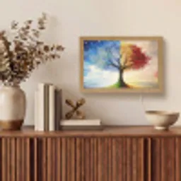 Boom - Kunst - Seizoenen - Herfst Light Box met kabel (Tafellamp) klein -sfeer2