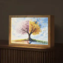 Boom - Kunst - Seizoenen - Lente - Herfst Light Box met kabel (Tafellamp) klein -z3d_website