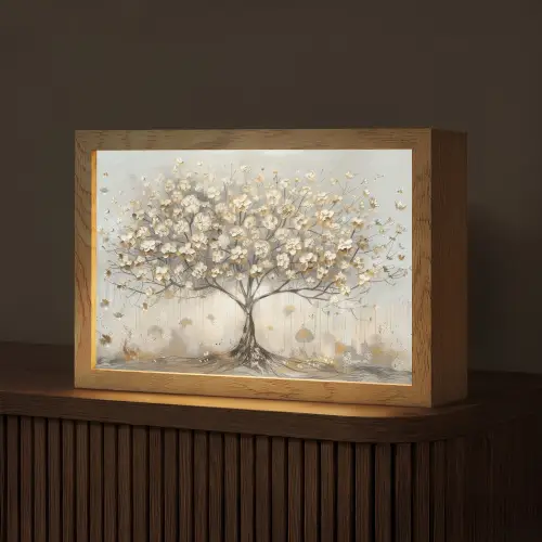 Boom - Beige - Goud - Verflook - Grijs Light Box met kabel (Tafellamp) klein -z3d_website