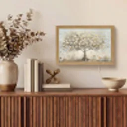 Boom - Beige - Goud - Verflook - Grijs Light Box met kabel (Tafellamp) klein -sfeer2